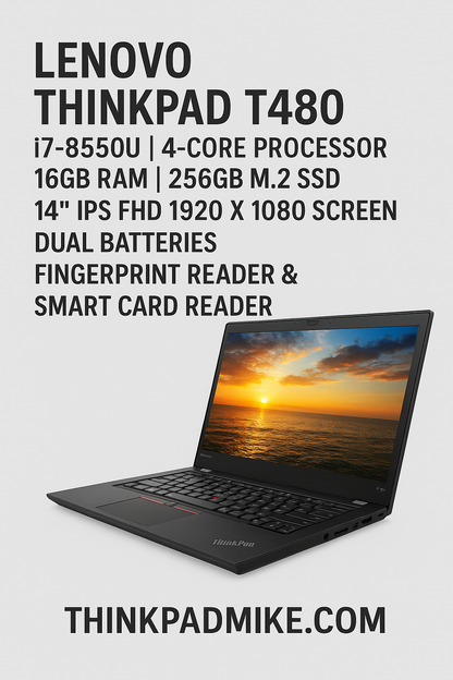Lenovo ThinkPad T480 i7 8550U 16GB RAM 256GB SSD IPS SCREEN B\L KB (1209)
