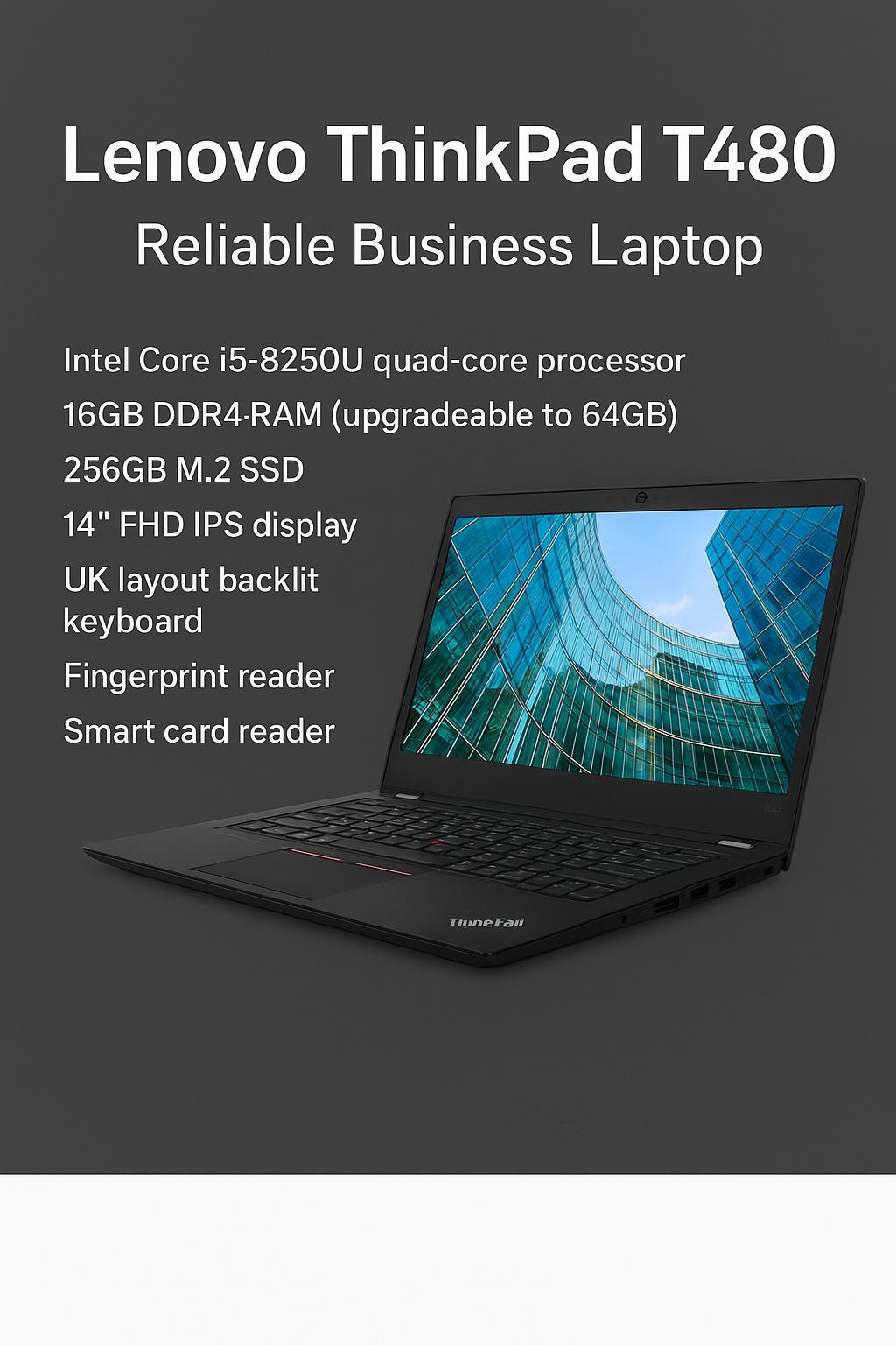 Lenovo ThinkPad T480 i5 8250U 16GB RAM 256GB SSD IPS SCREEN B\L KB (1207)