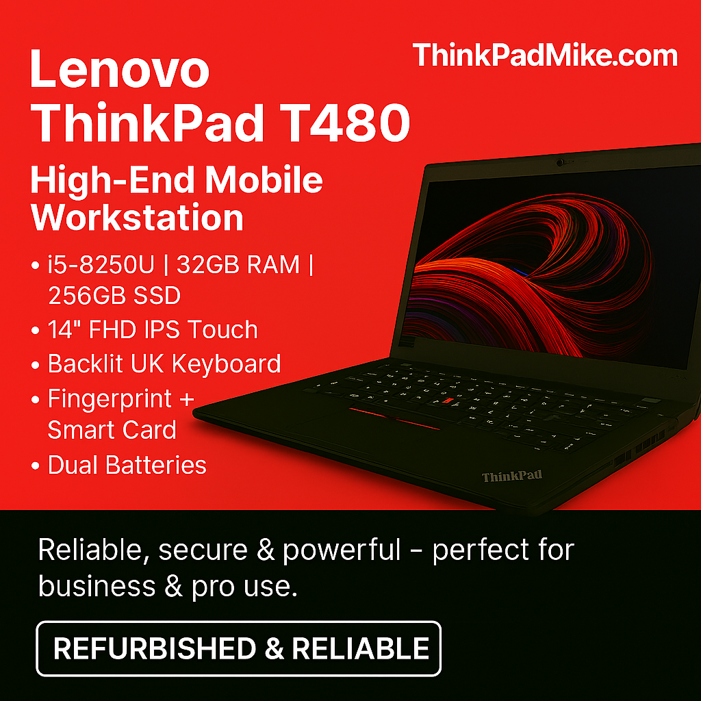 Lenovo ThinkPad T480 i5 8250U 32GB RAM 256GB SSD IPS TOUCH SCREEN (1214)